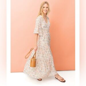 Tuckernuck Floral Maxi Dress - Cream and Blue